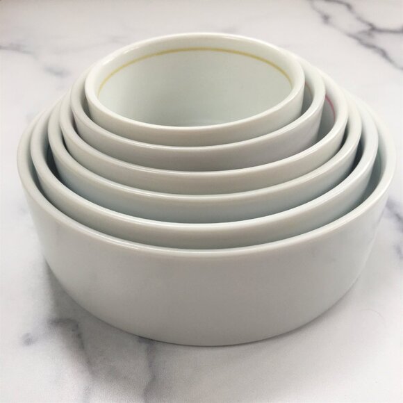 Mesu Nesting Measuring Bowls for Portion Control, White Pearl, Complete Set of 6 - Picture 8 of 8